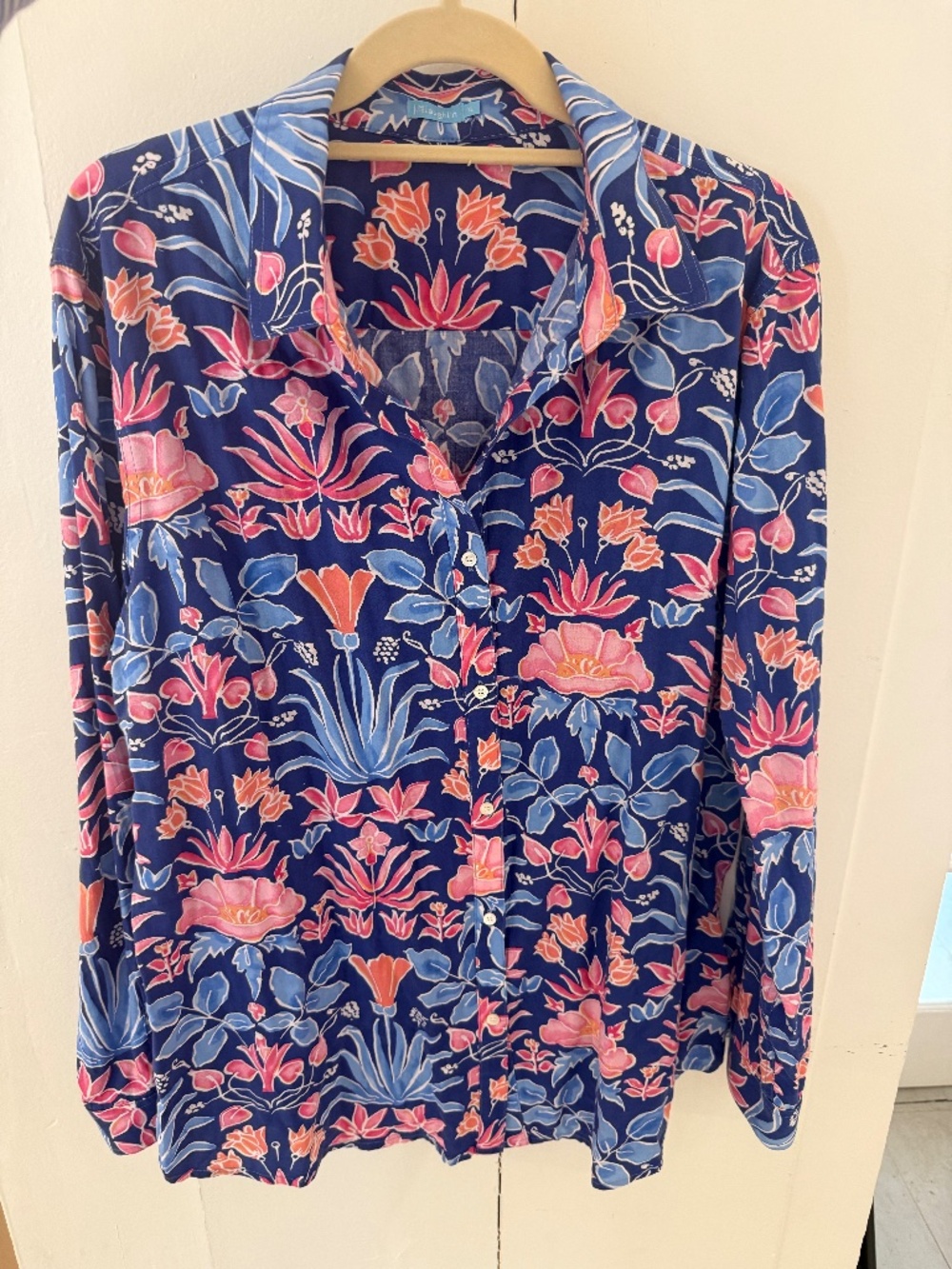 J. McLaughlin Floral Print Long Sleeve Button Down Top